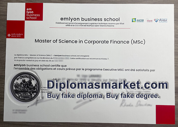 Buy Emlyon Business School diploma online, fake Emlyon Business School certificate.