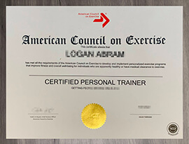 Obtain replicate American Council on Exercise certificate.