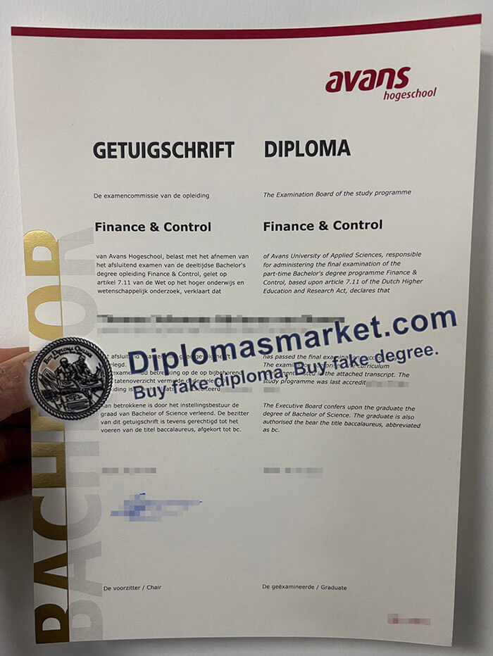 Avans Hogeschool certificate
