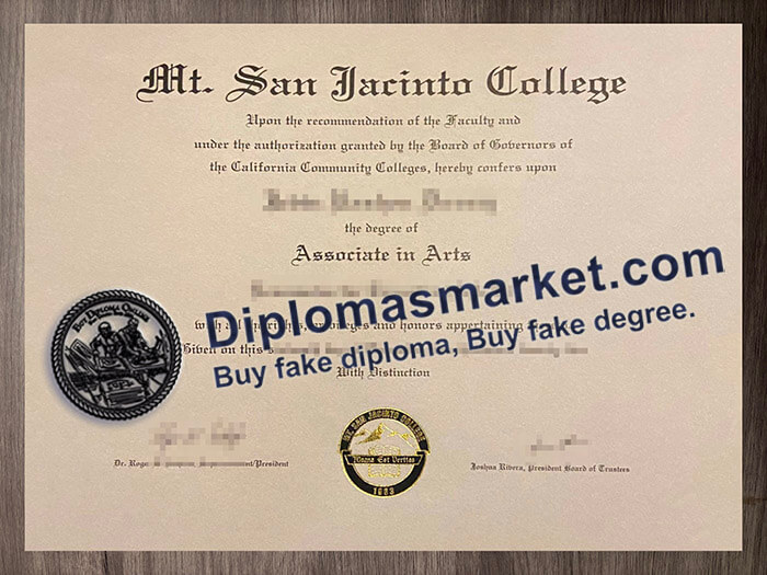 Mt San Jacinto College diploma