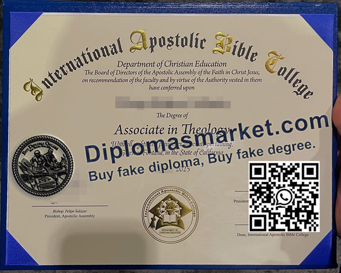 International Apostolic Bible College diploma