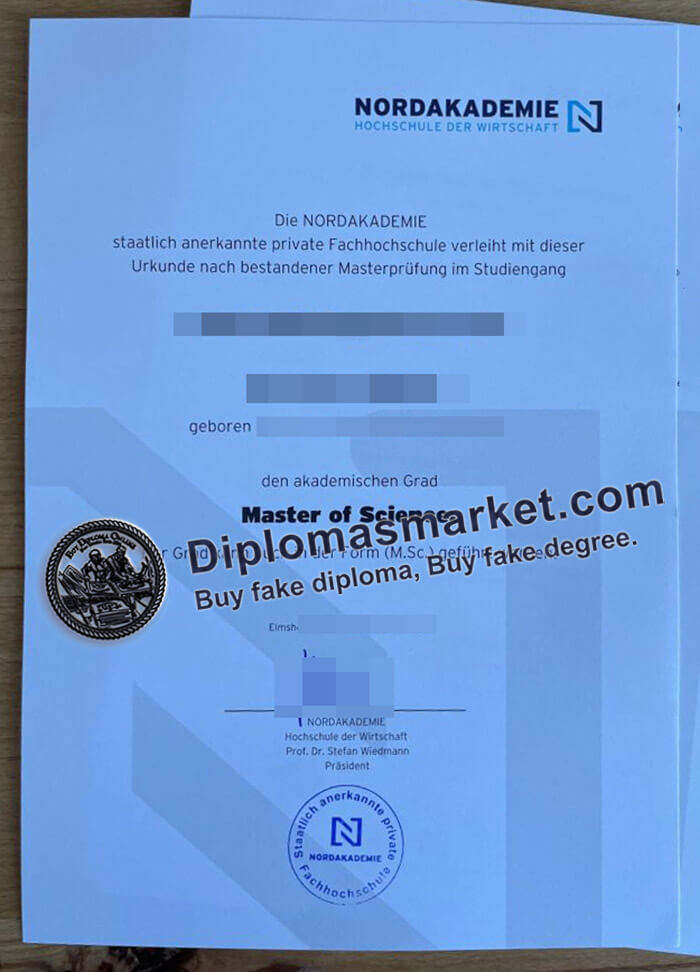 Nordakademie Hochschule der Wirtschaft Urkunde