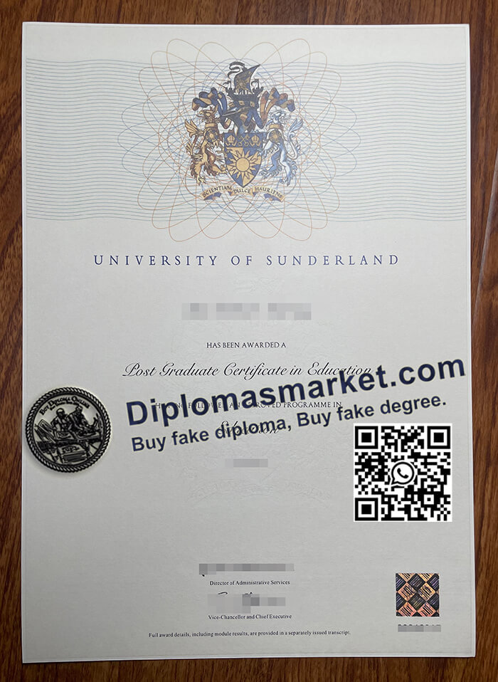 University of Sunderland certificate