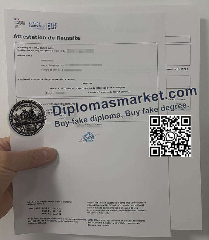 DELF B2 Attestation de Reussite