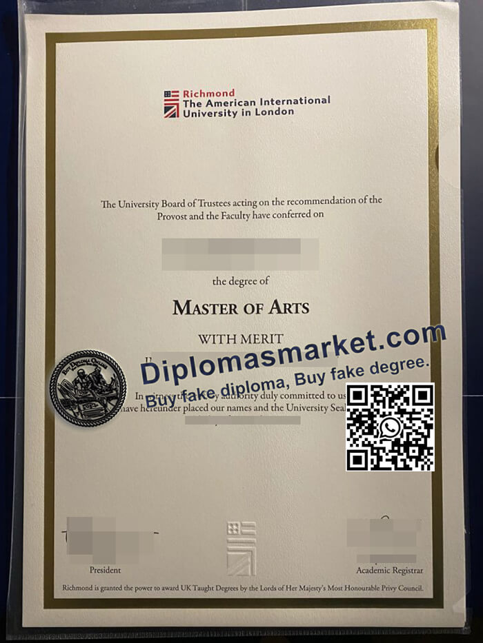 Richmond American University London diploma