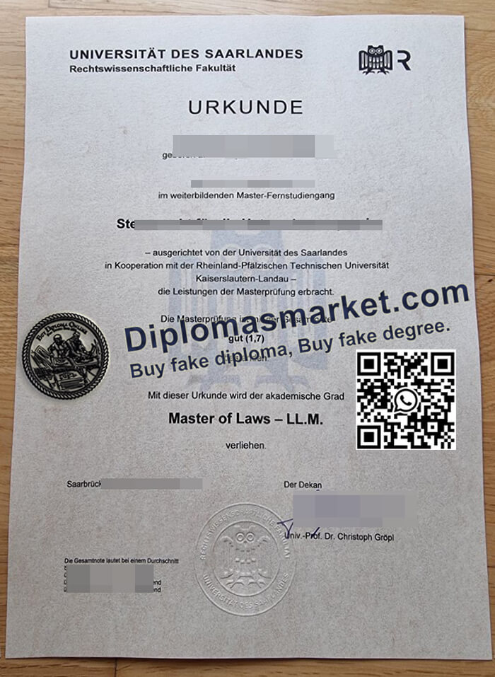 Universität des Saarlandes Zeugnis