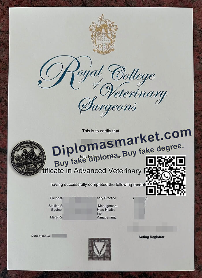 Royal College Veterinary Surgeons certificate