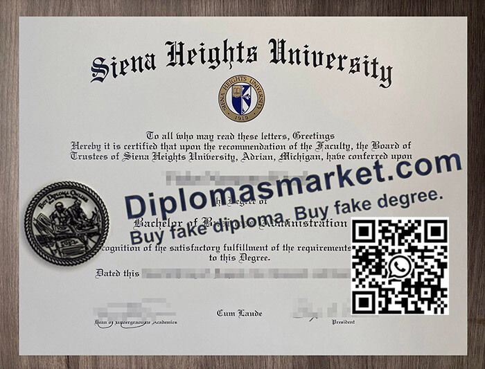 Siena Heights University diploma