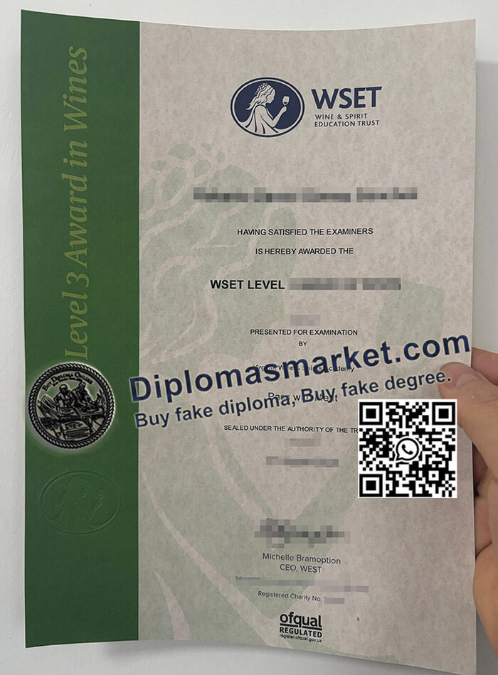 WSET Level 3 Award in Wines certificate