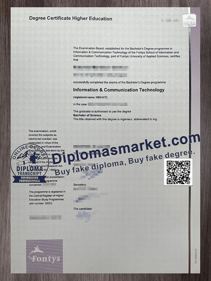 Fontys University of Applied Sciences diploma
