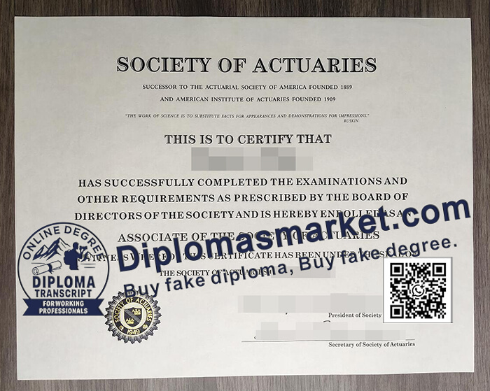 Society of Actuaries certificate