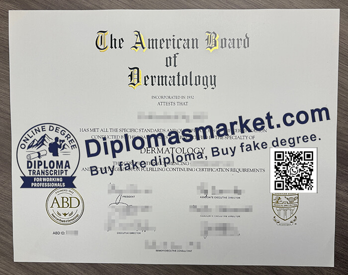 American Board of Dermatology certificate