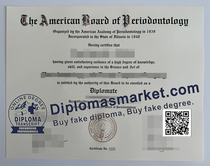 American Board of Periodontology certificate