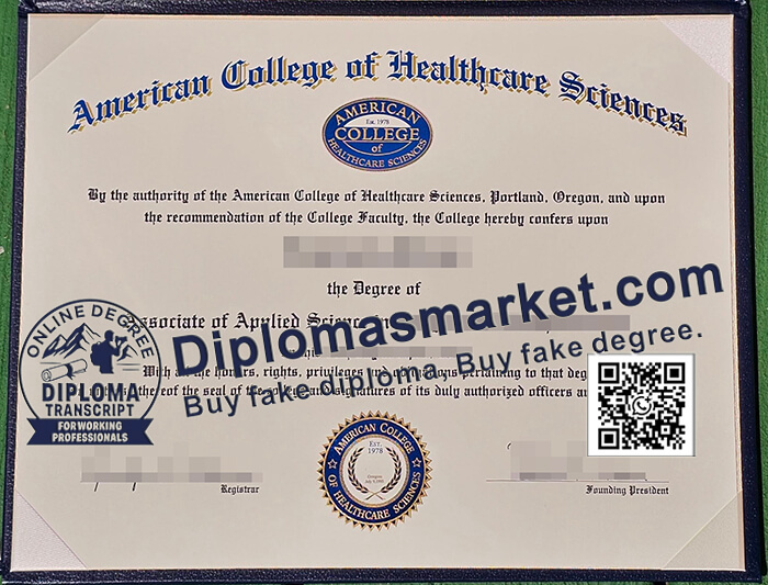 American College of Healthcare Sciences diploma