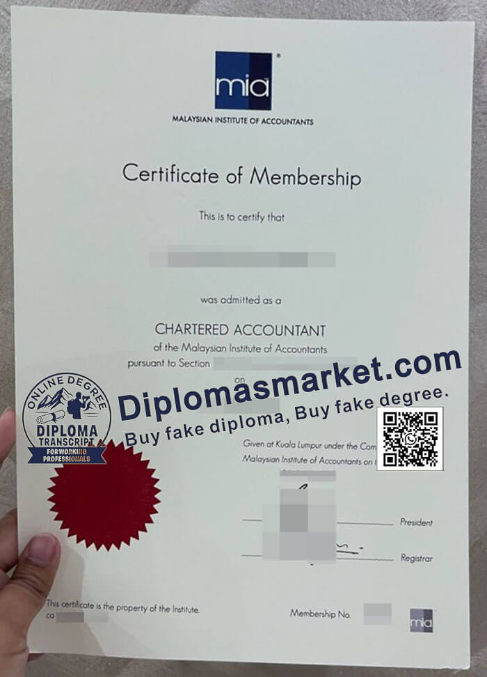 Malaysian Institute of Accountants certificate