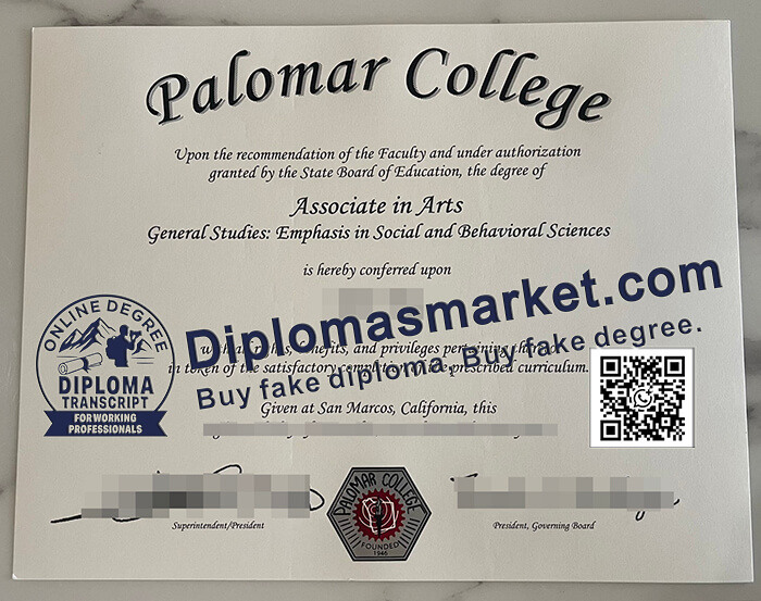 Palomar College diploma
