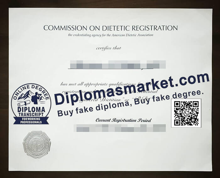 Commission on Dietetic Registration certificate