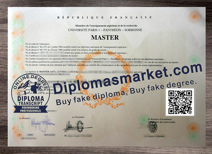 Université Paris I Panthéon Sorbonne diploma