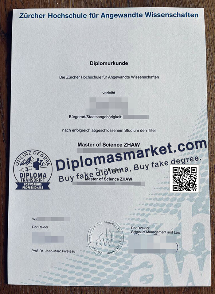 Zurich University of Applied Sciences diploma