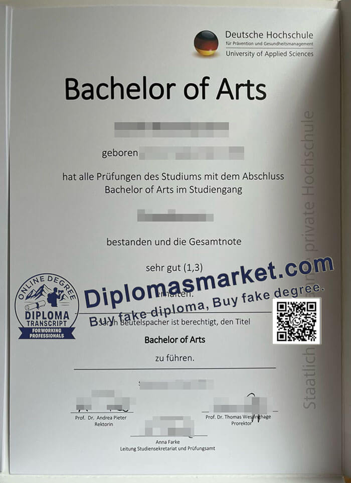 Deutsche Hochschule für Prävention und Gesundheitsmanagement Zeugnis