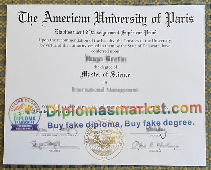 American University of Paris diploma
