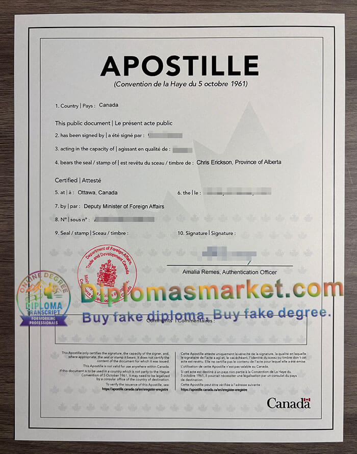Canada Apostille certificate