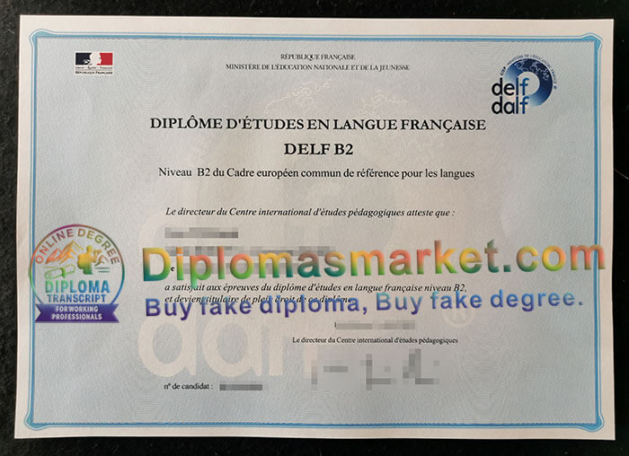 DELF B2 certificate