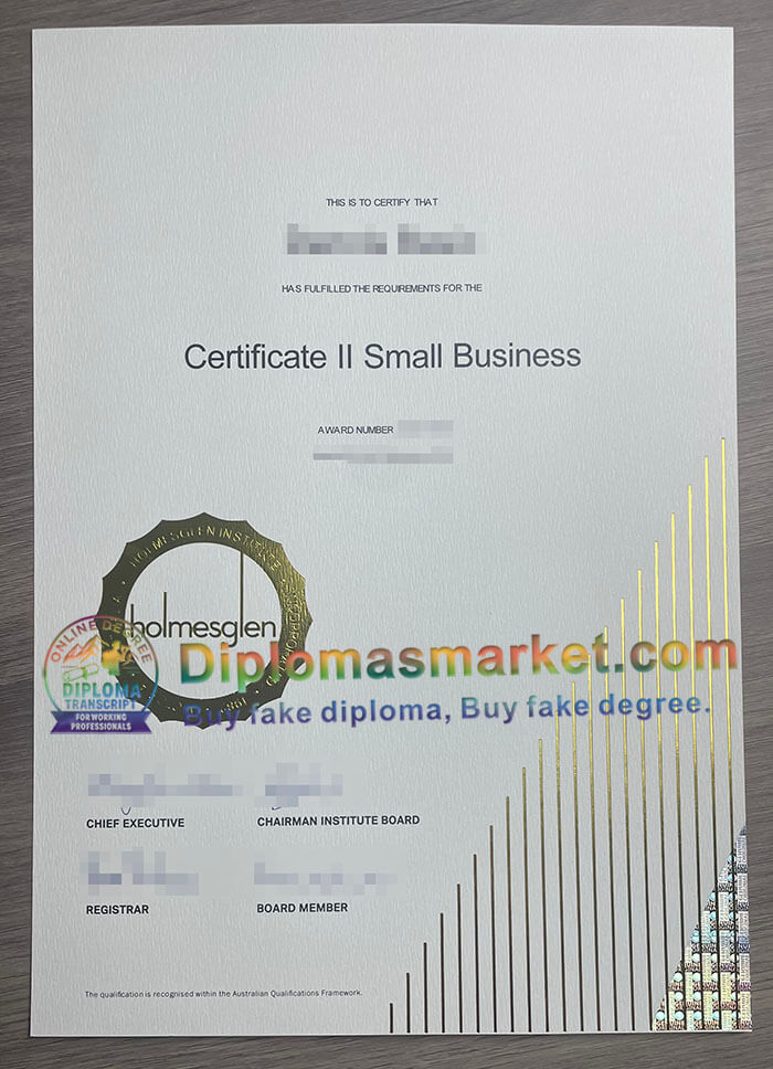 Holmesglen Institute certificate