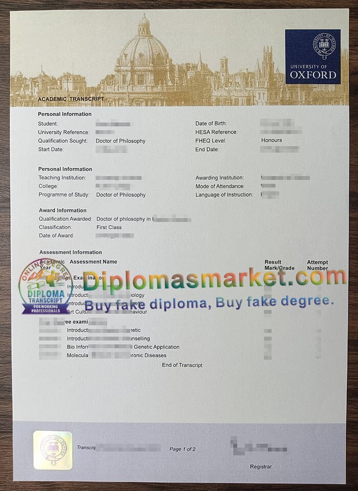 University of Oxford degree