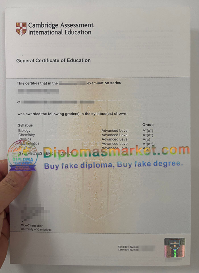 Cambridge GCE certificate