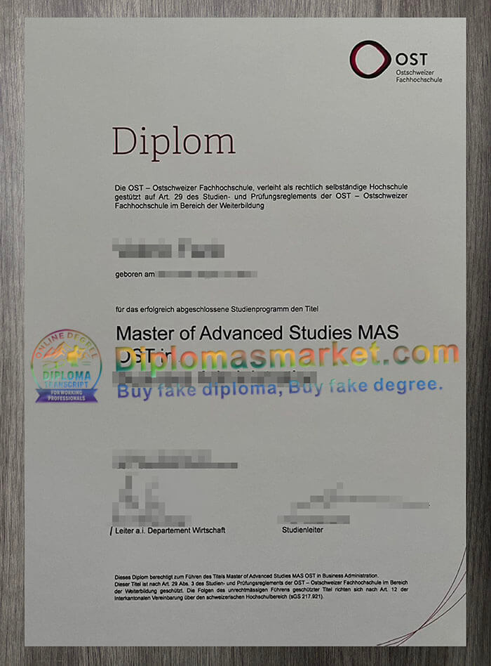 OST Ostschweizer Fachhochschule diploma