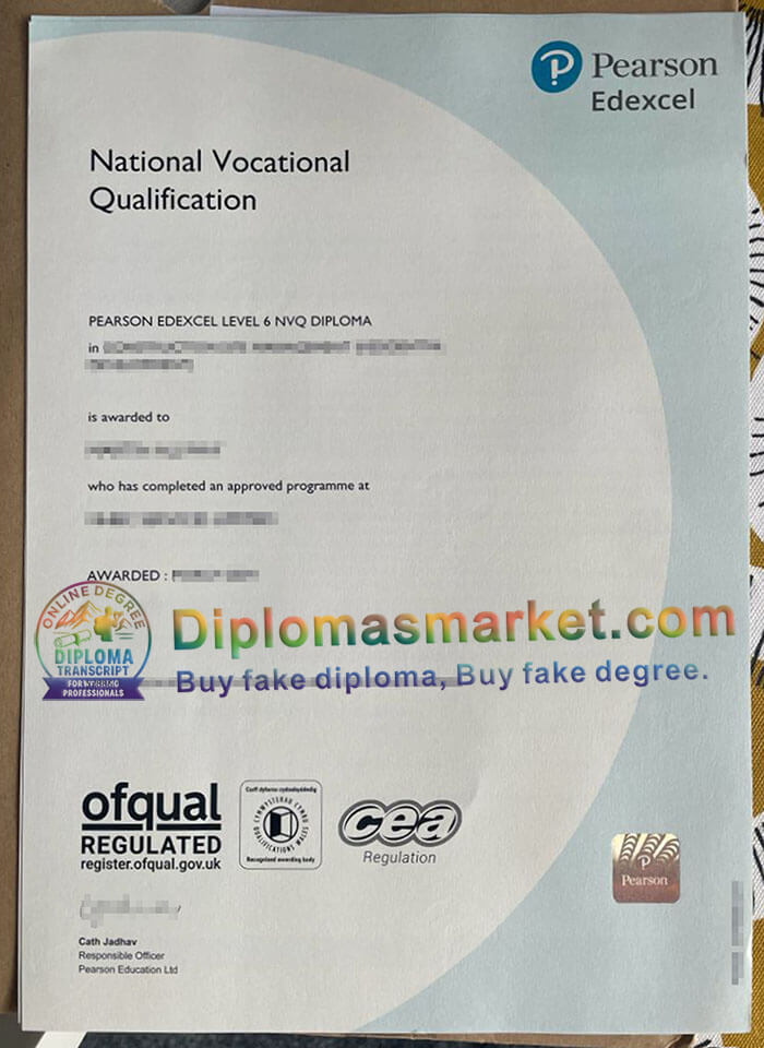 Pearson Edexcel NVQ certificate