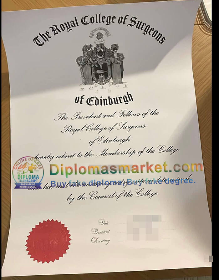 Royal College of Surgeons of Edinburgh certificate