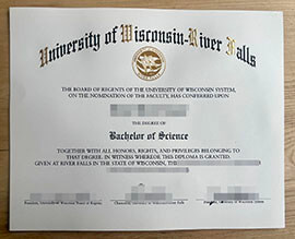 High-Quality University of Wisconsin River Falls diploma for sale.