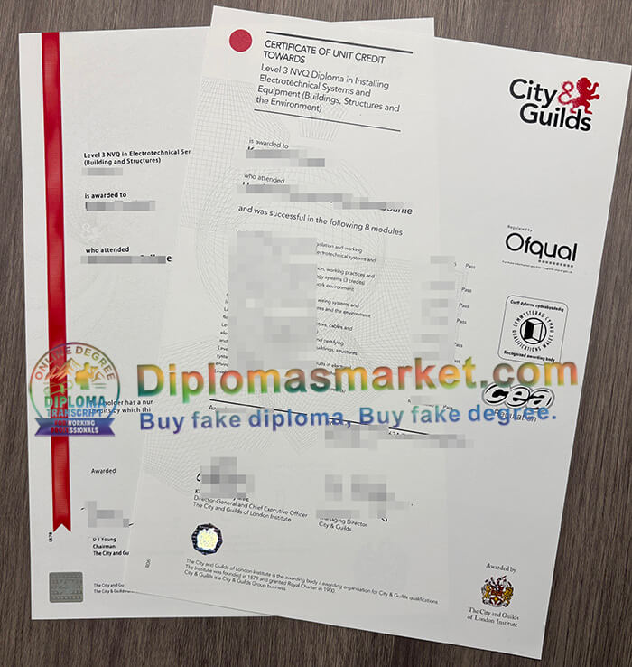 City and Guilds NVQ diploma certificate