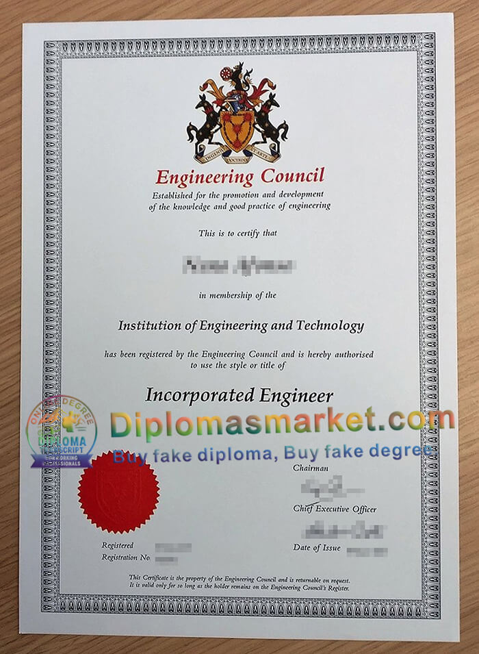 Engineering Council IEng certificate