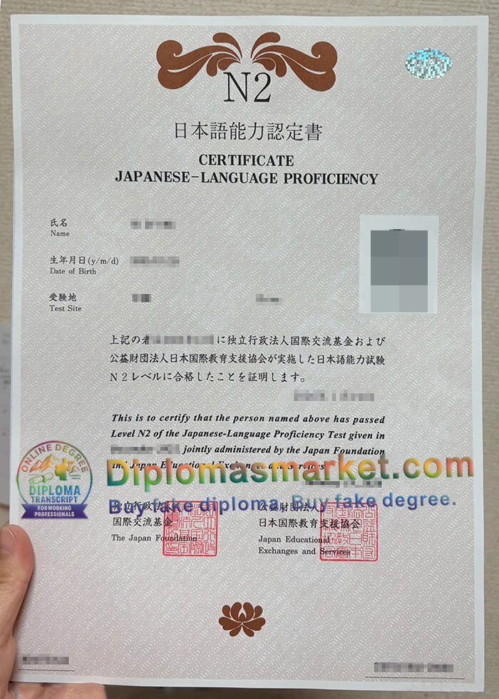 JLPT N2 certificate