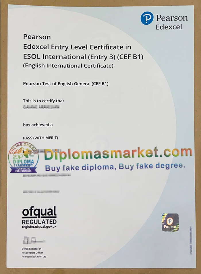 Pearson Edexcel ESOL International certificate