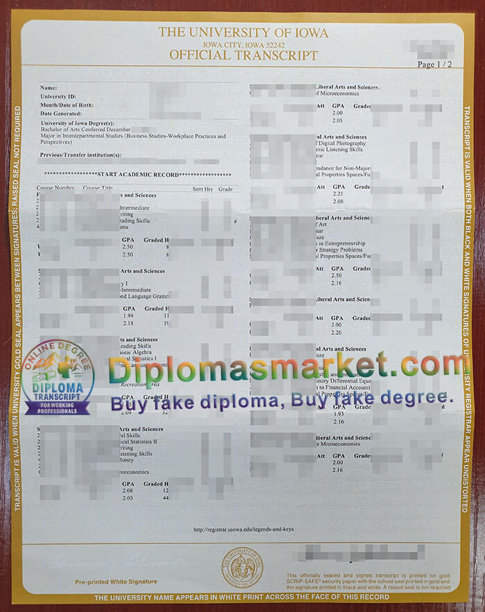 University of Iowa diploma