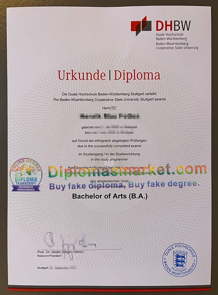 Duale Hochschule Baden Württemberg diploma