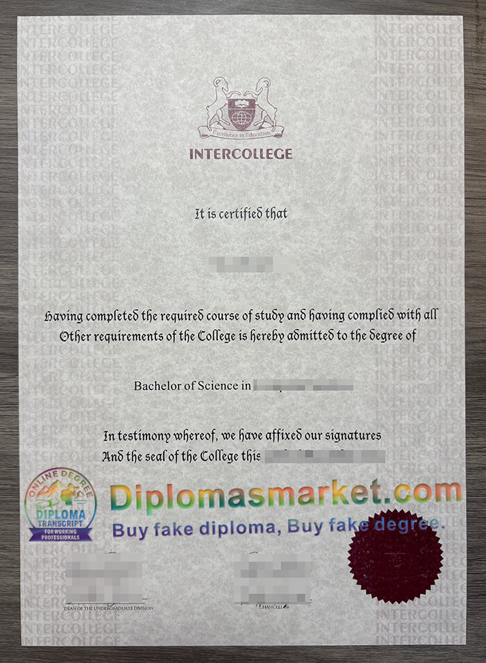 Intercollege Cyprus certificate